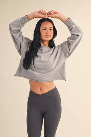 Mineral Wash Cutout Back Layering Sweatshirt