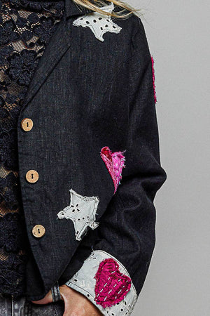 Star & Heart Appliqué Relaxed Blazer