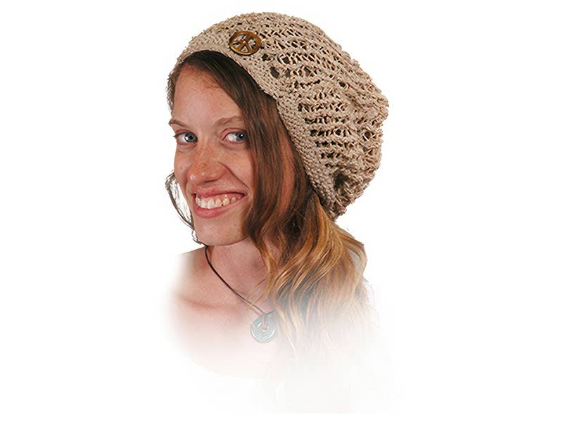 Hemp and Cotton Head Sock with Bone Peace Button