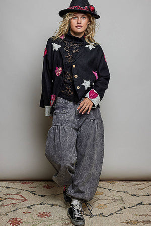 Star & Heart Appliqué Relaxed Blazer