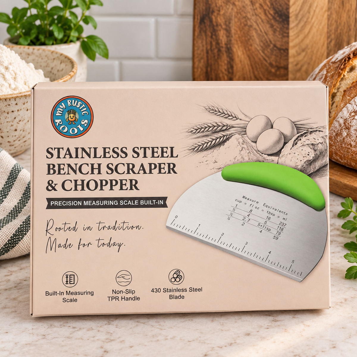 Stainless Steel Dough & Bench Scraper