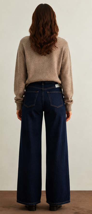Baggy Wide-Leg Non-Stretch Jeans – Dark Wash
