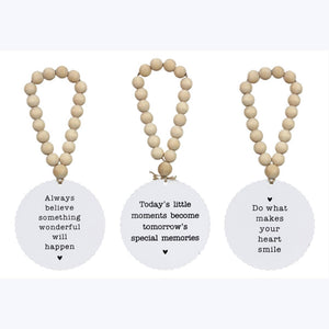 Metal Sign with Wood Blessing Beads Door Hanger