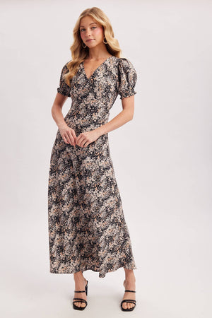 Floral Print Surplice Maxi Dress