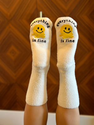 Everything Is Fine Fuzzy Grip Crew Socks