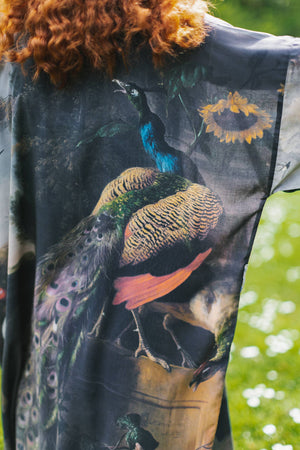 Wild Beauty Opera Duster Kimono Robe with Peacock