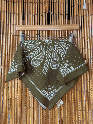 Boho Cotton Handmade Bandana Headscarf – Fir Green Heritage