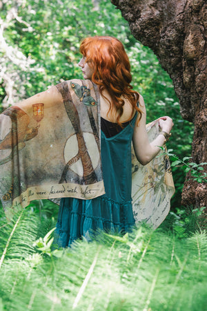 Lovelight Scarf with woodland deer, swallow & poetry