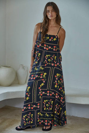 Woven Rayon Spandex Floral Print Midi Skirt