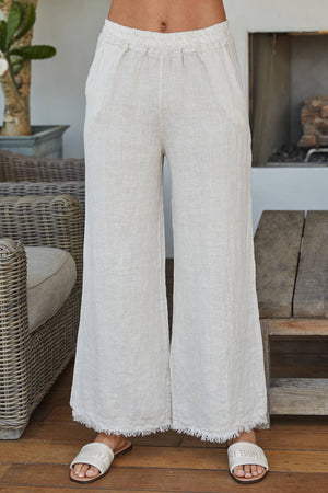 Italian Linen Pants with Raw Hem and Pockets