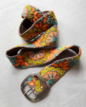 Andean Whisper Embroidered Wool Belt