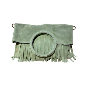 Boho Suede Fringe Wristlet