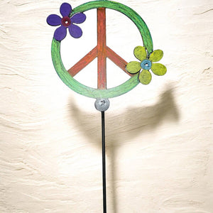 Peace Sign and Flower Plant Stakes