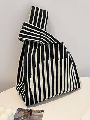 Striped Woven Handbag