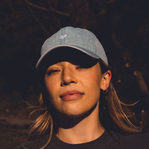 Denim Dad Hat - Embroidered Heart Cap