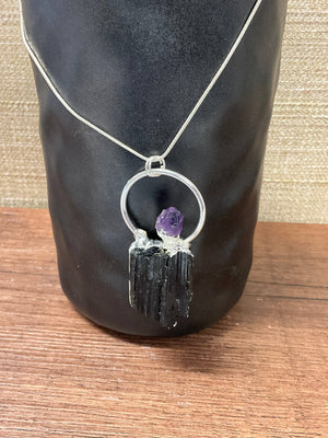 Serenity Black Tourmaline Amethyst Necklace
