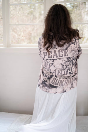 Peace Wine and Sunshine Cropped Bamboo Kimono