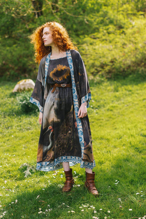 Wild Beauty Opera Duster Kimono Robe with Peacock