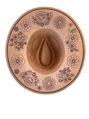 Western Burned Hat Retro Vintage Hippie Floral