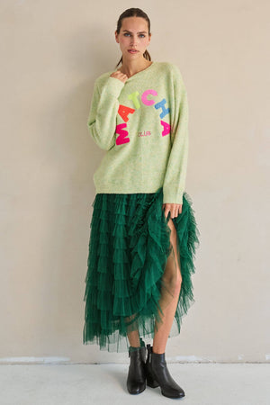 Matcha Club Patch Knit Sweater – Plus Size
