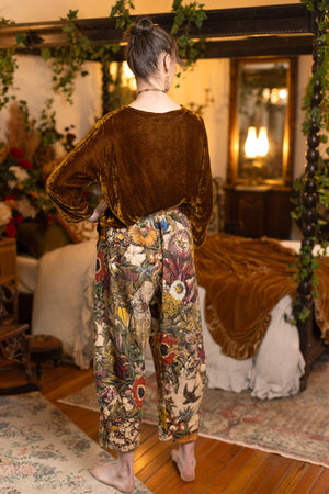 Golden Hour Linen Cropped Artist Pant w/ Floral Print