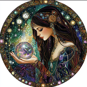 Charmed Fortune Teller Crystal Ball Tambourine Wall Accent - 10 inch