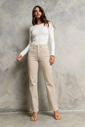 High-Rise Tummy Control Garment-Dyed Bootcut Jeans