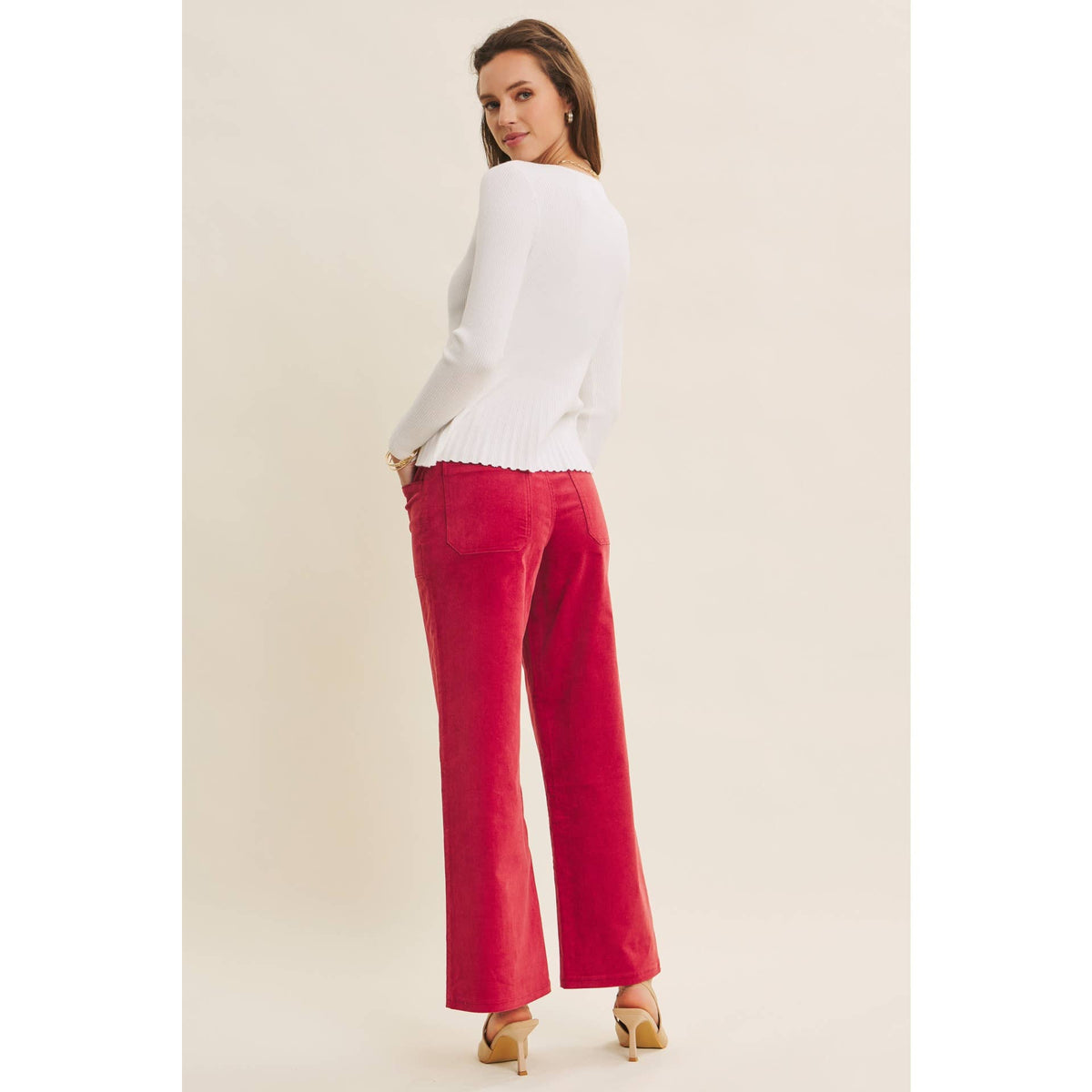 Ribbed Peplum Sweater Top