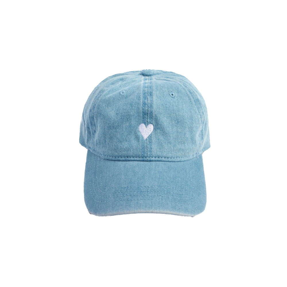 Denim Dad Hat - Embroidered Heart Cap