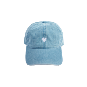 Denim Dad Hat - Embroidered Heart Cap