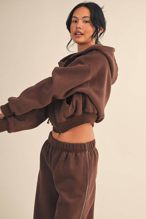 Cozy Fleece Oversized Crop Full Zip Hoodie
