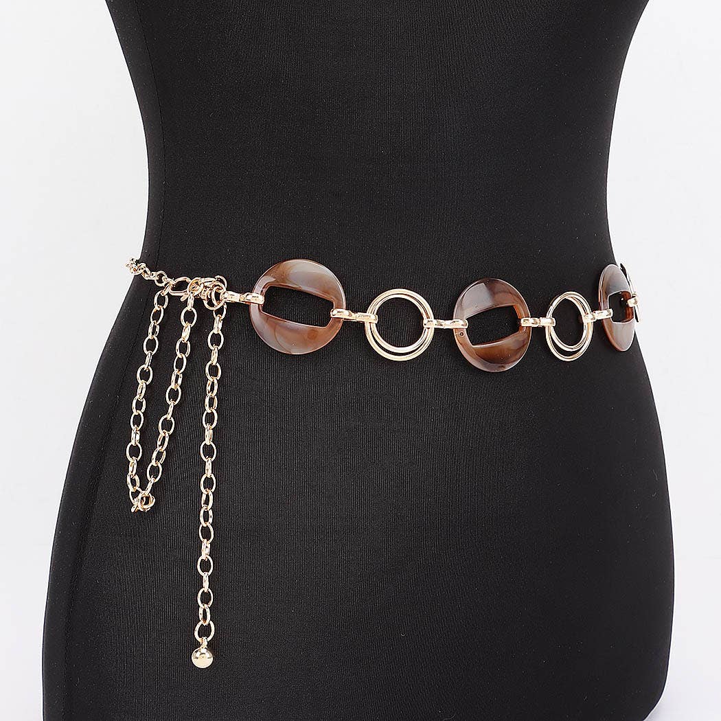 Hollow Disc & Double Ring Link Waist Chain