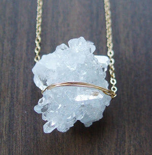 Raw Aquamarine Crystal Gold Necklace