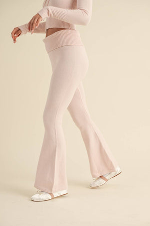 Foldover Flare Knit Sweater Pants