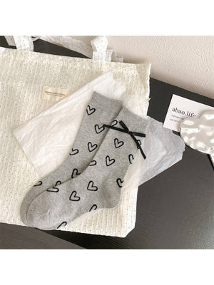Rufia - Classic Heart Print Crew Socks