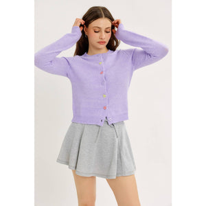 Soft Pastel Cardigan with Heart Buttons