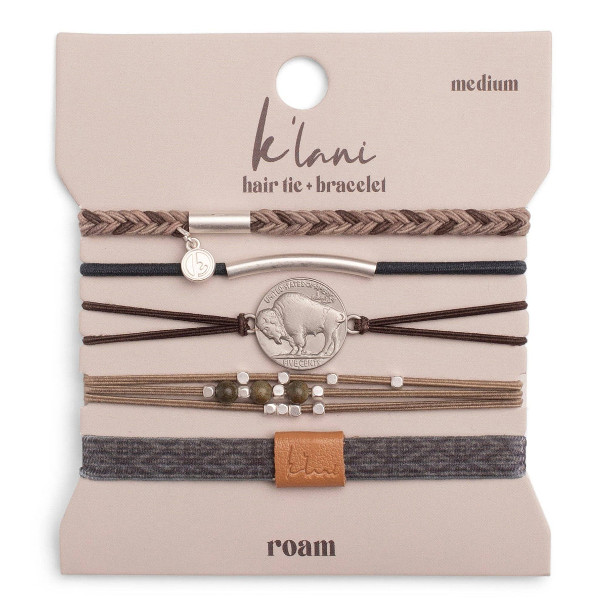 Roam Buffalo Charm Hair Tie Bracelet Set