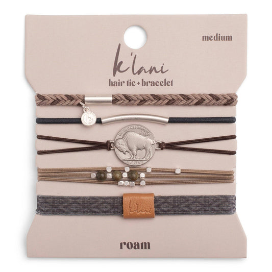 Roam Buffalo Charm Hair Tie Bracelet Set