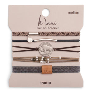 Roam Buffalo Charm Hair Tie Bracelet Set