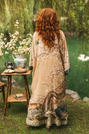 Fable Opera Duster Kimono Robe - Deer, Moon and Blossom