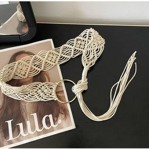 Beige Boho Braided Belt
