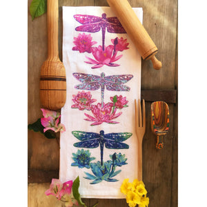 Dragonfly Trio Kitchen Tea Towel Flour Sack Cotton
