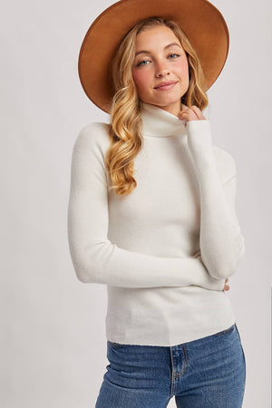Seamless Ribbed Knit Turtleneck Sweater