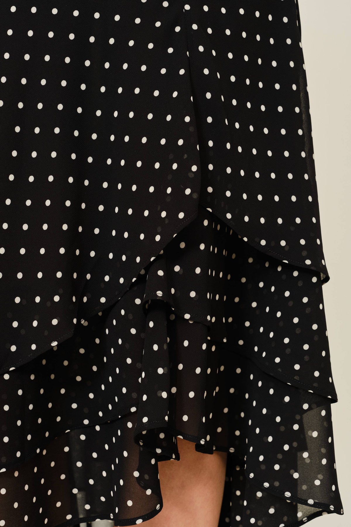 Polka Dot Tiered Asymmetrical Hem Skirt