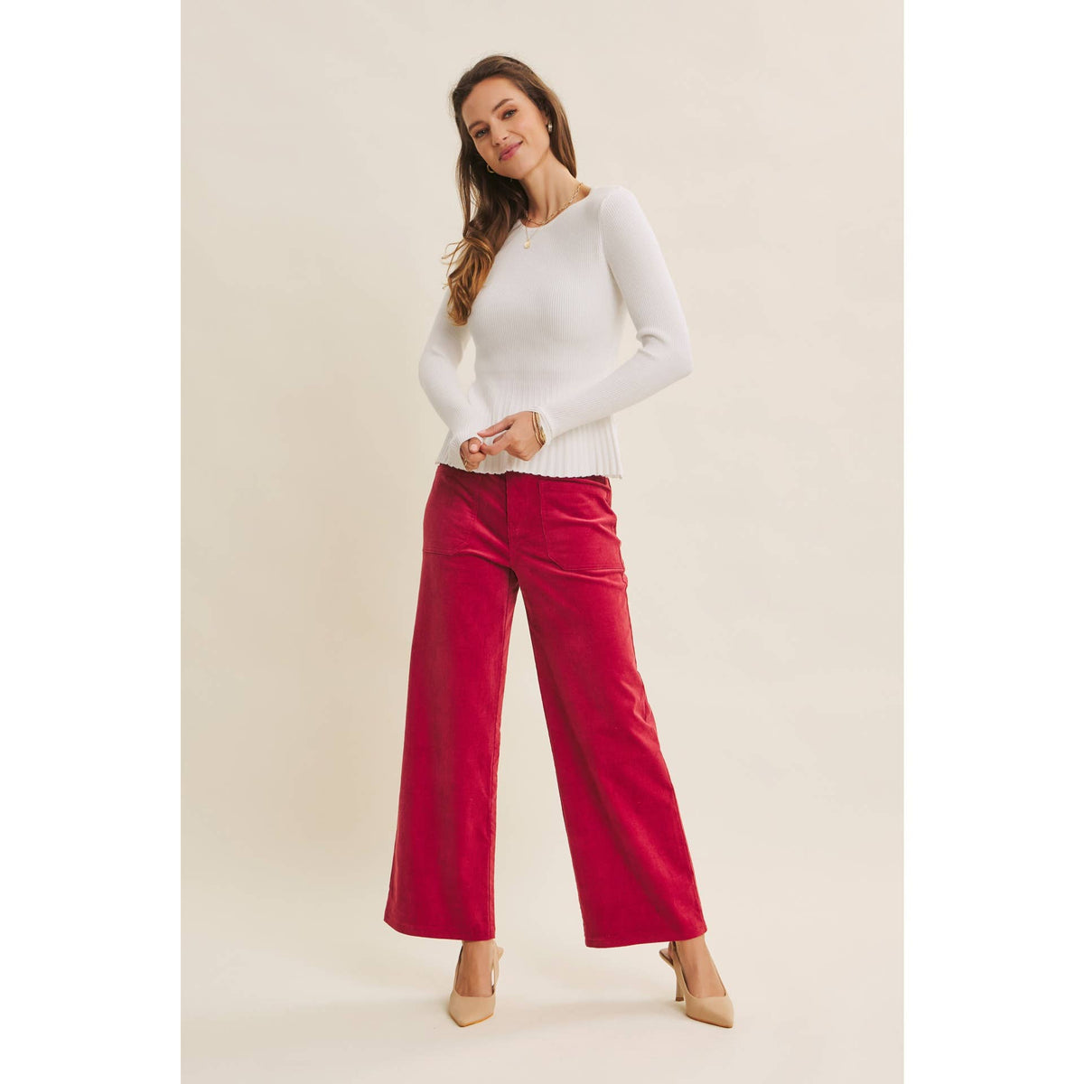 Ribbed Peplum Sweater Top
