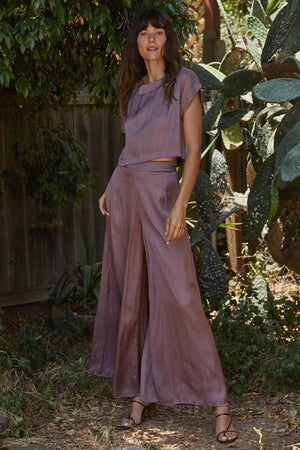 | Woven Satin Wide Leg Pants
