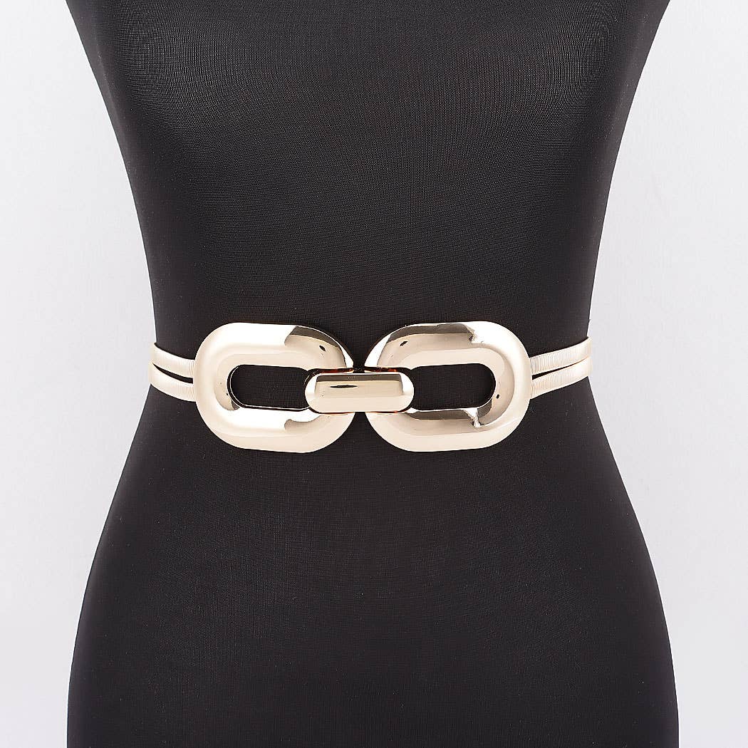 Double Link Buckle Elastic Waist Belt