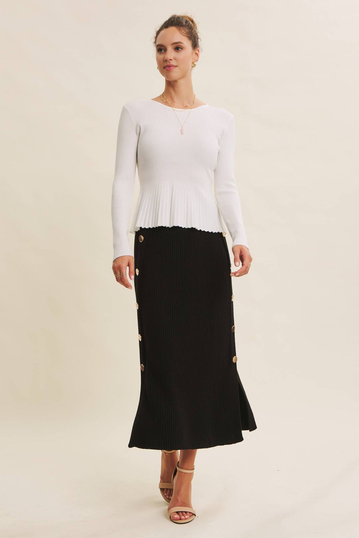 Ribbed Peplum Sweater Top