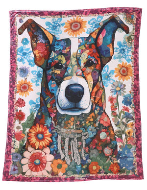 Flannel Fleece Hippie Boho Throw Blanket Hippie Dog