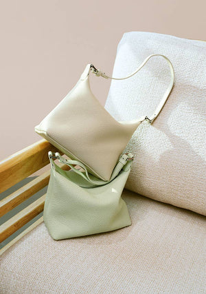 Leather Hobo Shoulder Bag with Soft Pillow Silhouette